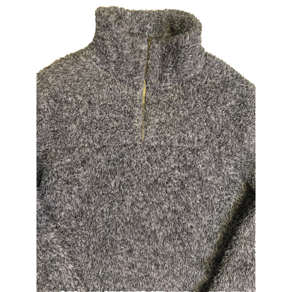 Roolee Fuzzy Fleece Sweatshirt Womens L Large Grey 1/4 Zip Pullover Sweater - Picture 3 of 10